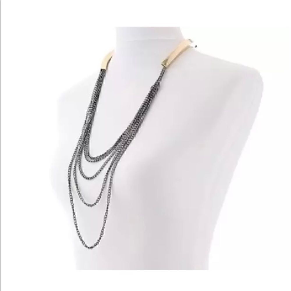 Steve Madden Statement Collar Multi Chain Necklace‎ - Picture 2 of 7